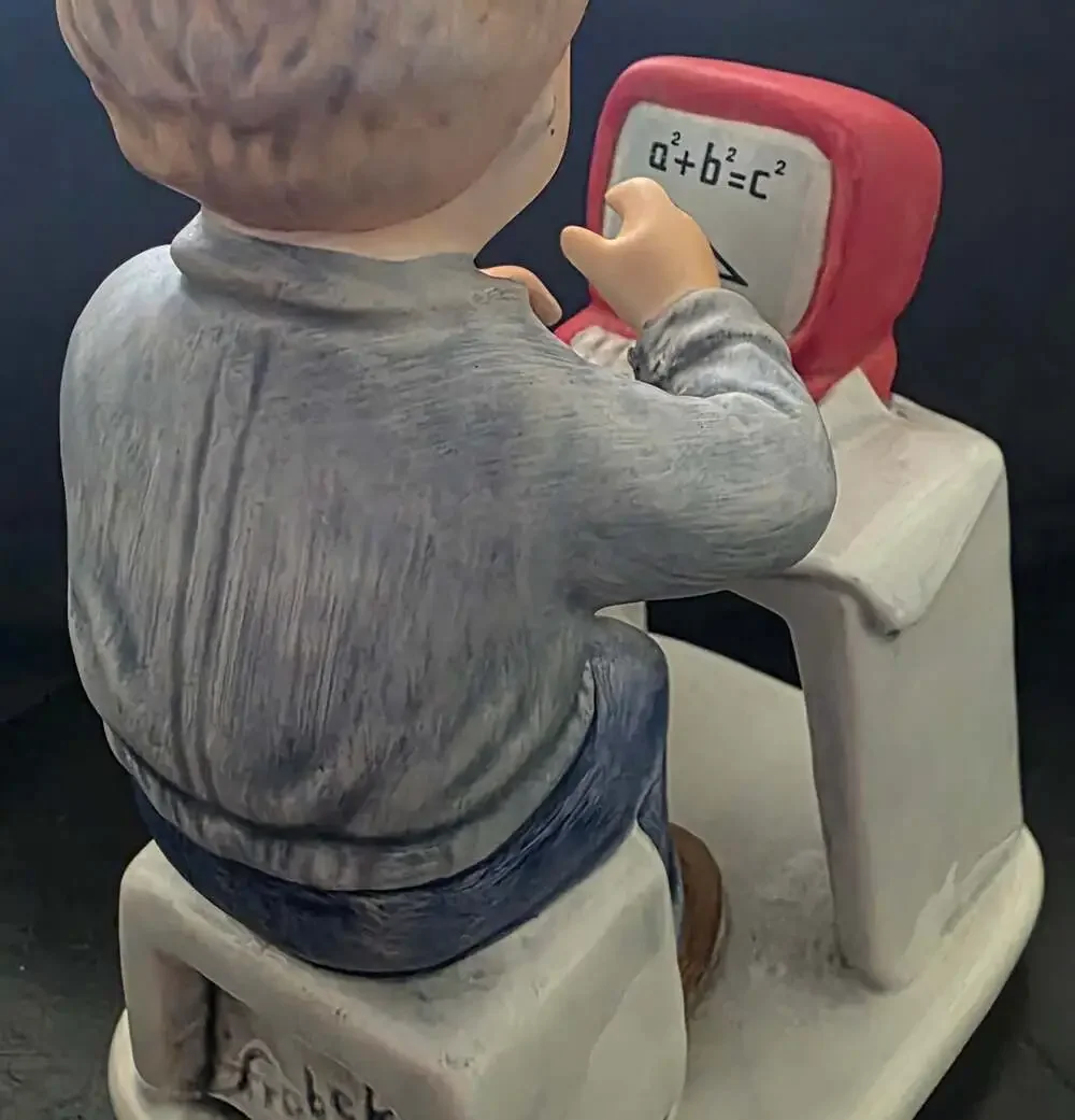 Vintage Goebel Todays Children Porcelain Figurine Boy at Computer with Math Form